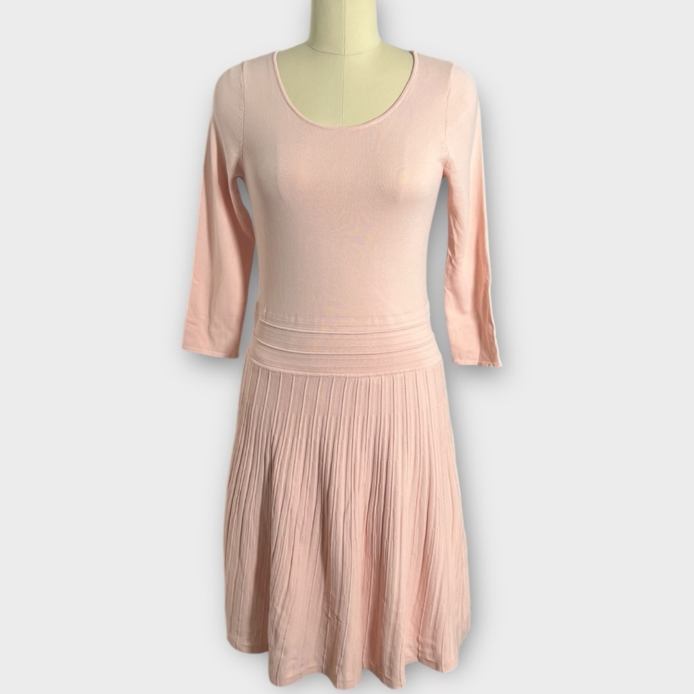 Ralph Lauren Drop Waist Baby Pink Jersey 3/4 Sleeve Dress, sz M NWT